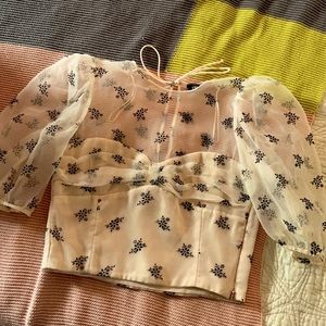 ZARA so cute PUFF SLEEVE BUSTIER blouse
